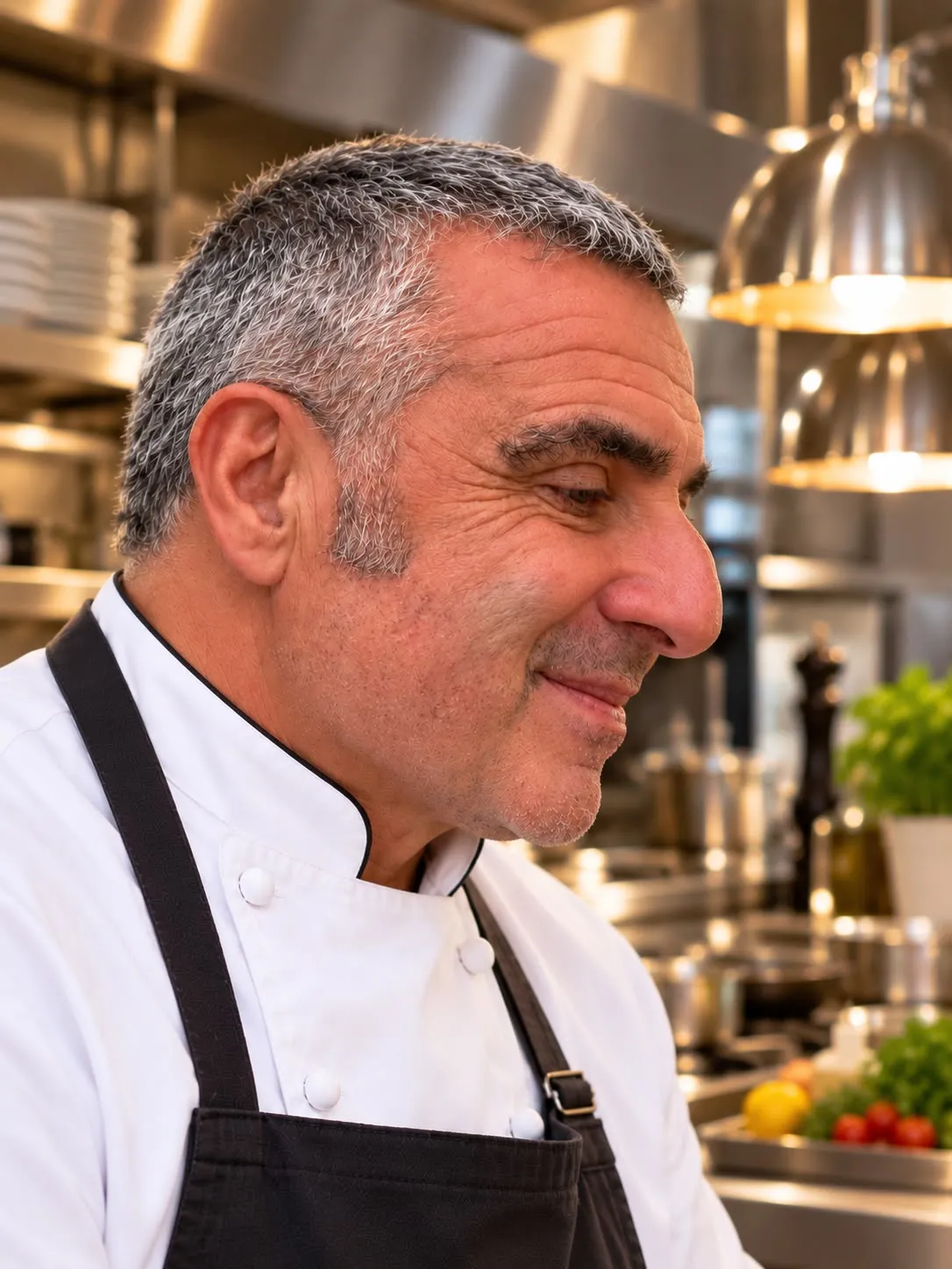 Le chef Franck Mallet dans sa cuisine